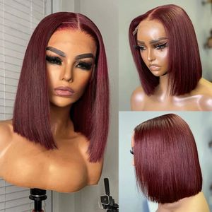 99J Color Lace Wig Spring Curl Bob Bob Human Hair Wig pour femmes