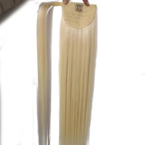 Clips de cola de caballo de cola de caballo de cabello Remy humano 100% en extensiones de cabello Cabello liso 100 g de una pieza, DHL gratis