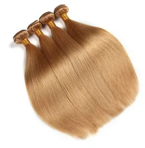 100 color de la armadura del pelo virginal humano 27 rubio miel brasileño indio eurasiático ruso sedoso extensiones de cabello recto 80gr pc 5 piezas / lote