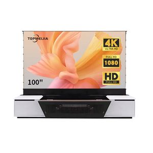 100 inch 4K Home Theater Gemotoriseerde Floor Rising projectorscherm geïntegreerde kast voor BENQ Ultra Short Throw 4K Laser projector