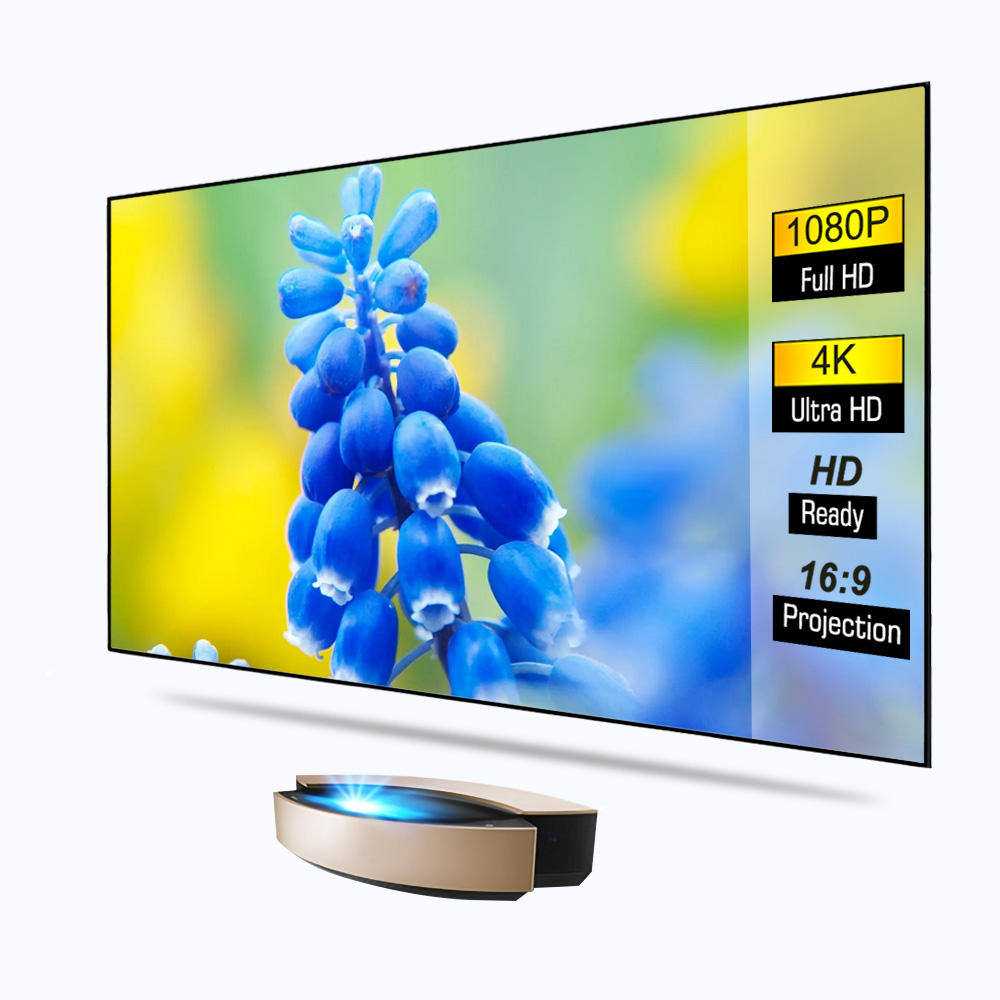 100-дюймовый 8K 4K Ultra HD готовый потолочный и окружающий свет, отвергающий CLR/ALR, высокий 0,9 ПЭТ кристаллический экран с фиксированной рамкой для ультракороткофокусных проекторов