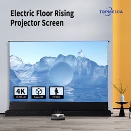 100 inch elektrische tab-spanning vloer stijgende ALR-projectorscherm T-prisma gemotoriseerd projectiescherm voor UST-projector 4k