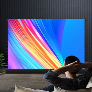 100 inch T9ALR Premium intrekbare elektrische pop-up vloer stijgend projectorscherm met lange focus omgevingslicht afwijzen van canvas 16: 9