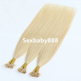 100% indien humain blond 14-24 pouces 1g mèches pré-collées Remy droite kératine italienne I tip Extensions de cheveux capsule