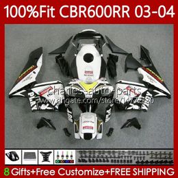 Cuerpo OEM para HONDA CBR 600RR 600F5 600CC 03-04 Carrocería 71No.53 CBR 600 RR F5 CC CBR600RR 03 04 CBR600F5 CBR-600 CBR600 RR 2003 2004 Carenados de molde de inyección blanco brillante