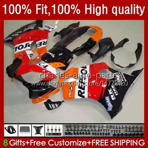 Cuerpo de molde de inyección para HONDA CBR 600F4i 600CC 600 F4i Repsol Red FS CC F4 i 04-07 55No.131 CBR600F4i CBR600FS 2004 2005 2006 2007 CBR600 F4i 04 05 06 07 Kit de carenados OEM negro