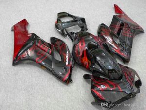 Carenados de molde de inyección 100% para Honda CBR1000RR 2004 2005 llamas rojas en kit de carenado negro CBR 1000 RR 04 05 FS22