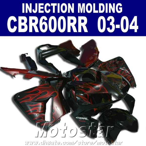 100 moulage par injection adapté pour honda cbr 600rr carénage 2003 2004 flamme rouge 03 04 cbr600rr carénage personnalisé iqgt