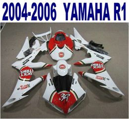 100% spuitgieten Hoogste kwaliteit Verklei voor Yamaha 2004 2005 2006 YZF R1 Rood Wit Lucky Strike Fairing Kit 04-06 YZF-R1 PQ91