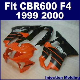 100% spuitgieten onderdelen volledige kuipset voor HONDA CBR 600 F4 1999 2000 oranje zwart 99 00 CBR600 F4 BODYKITS NUJG