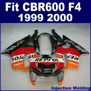 100% spuitgieten onderdelen volledige kuipets voor HONDA CBR 600 F4 1999 2000 Oranje rood zwart 99 00 CBR600 F4 BODYKITS MKIL