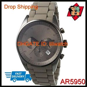 100% Japan Movement Dropship Nieuw grijs silicium chronograaf liefhebbers laatste horloge ar5950 AR5951330N