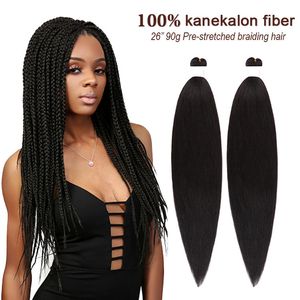 100% Kanekalon pré-étiré tressage cheveux en gros Yaki pré-étiré synthétique Extension de cheveux pré-étiré tresses