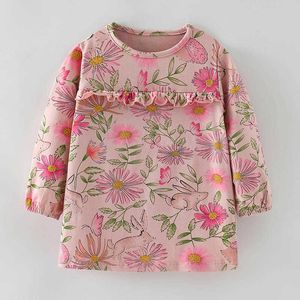 100% coton tricoté enfants robes pour filles bébé bébé fille vêtements enfants vêtements hauts nouveau 2021 décontracté une pièce robe florale G1026