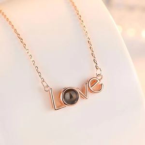 100 talen Projectie Love Antlers Letter Pendant ketting voor vrouwen Mom Mothers Day Gifts 2 Color Select