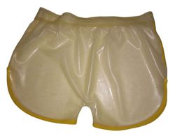 100% Latex Boxer Gummi Shorts transparent schwimmen sport fétiche kurze tuyau 0,4 mm