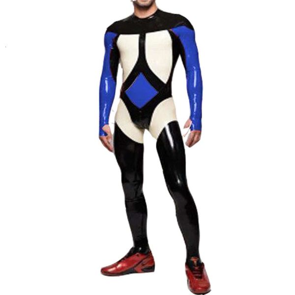 100% Latex Rubber Sport Handsome Hommes Locomotive Catsuit Body Taille du bodys XS-XXL