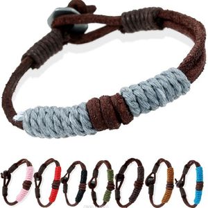 100% cuir Bracelet daim cuir de vachette breloque hommes Bracelet alliage Bracelet bijoux couleur mélangée