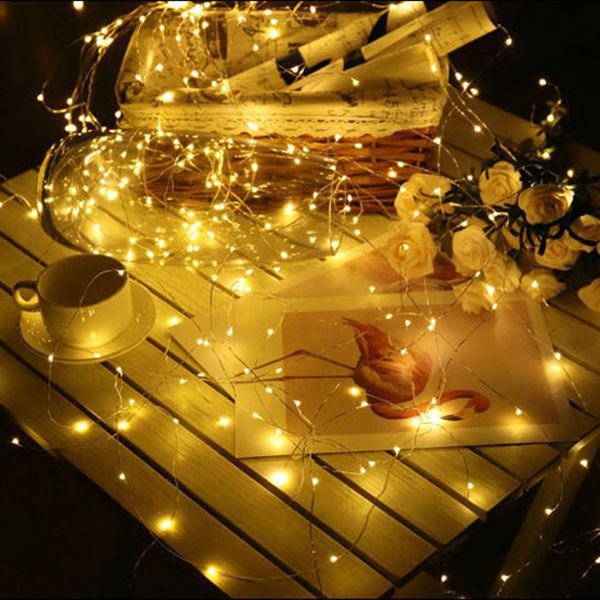 100 LED 33 FT Fil de Cuivre Guirlandes de Noël Lumières USB Alimenté par Batterie Corde Étanche avec 8 Modes Intérieur Extérieur Chambre Mariage Fête Patio Décor crestech