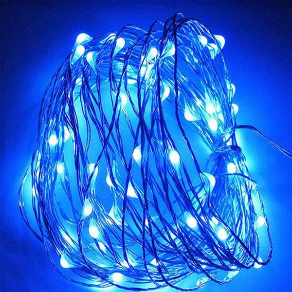 100 LED 33 FT Alambre de cobre Cadenas de luces navideñas Cadena impermeable alimentada por batería USB con 8 modos Dormitorios interiores al aire libre Bodas Fiestas Patios Decoraciones oemled