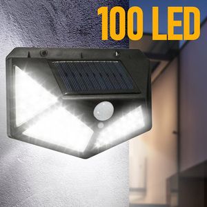 100 LED-wandlamp op zonne-energie Alle zijden Lichtgevende bewegingssensor Menselijke inductie Binnenplaats Waterdichte trap Buitenwandlamp