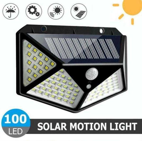 100 Led Solaire Applique Murale Lanterne Mise à Jour PIR Détecteur de Mouvement Lumières Étanche Solaire Réverbère Lampe de Sécurité pour Extérieur Cour Escaliers Garage Alkingline