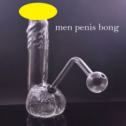 100% levensechte mannelijke penis glazen oliebrander bong waterpijp met downstem voor pijprecycler dab rig ashcatcher met oliepot 1 stks