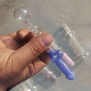 100% réaliste mâle pénis verre brûleur à mazout tuyau mini épais Pyrex fumer tuyaux clair test paille tube brûleurs pour eau Bong accessoires en gros moins cher