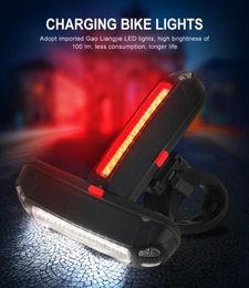 100 lumen USB BRAAKBAAR BIKE LICHT LED Waterdichte fietsen achterlicht MTB Road Bike Tail Light Back Lamp voor fietsveiligheid9312578