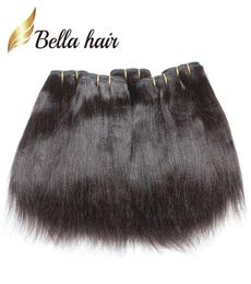 100 El cabello malasio teje Extensiones de cabello de trama de cabello humano 830 pulgadas 3 piezas Lote Yaki Color natural BellaHair5341351