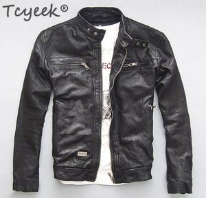 100 Heren Echt Leren Jas Mannen Echte Schapen Geit Zwart Bruin Mannelijke Bomber Motorjassen Lente Herfst Heren Kleding 2208137243701