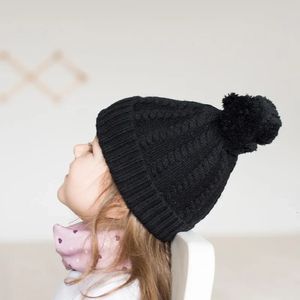 100% laine mérinos doux tricot chapeau bébé garçon filles hiver noir thermique enfants bonnet 240124