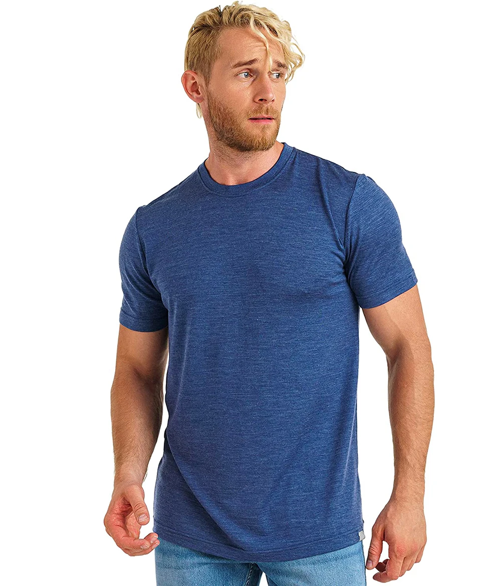100% Merino Wool T-Shirt Mens Merino Wool Undershirt Lightweight Base Layer Tee Soft Moisture Wicking Breathable Anti-Odor