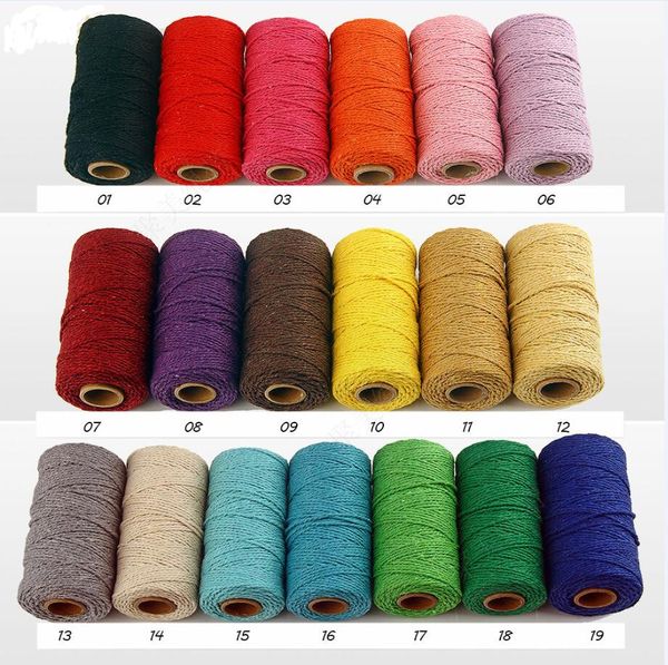 100 mètres/rouleau couleur unie 2mm coton boulangers ficelle corde corde rustique pays artisanat cadeau emballage matériel livraison gratuite