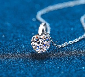 100 Moissanite 925 Sterling Zilver 3CT Ronde Cut Diamond Solitaire Hanger Ketting voor Vrouwen Mannen Beloven Gift Jewelry2790723