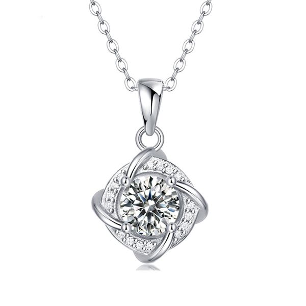 100% moissanite colar 925 prata esterlina 1ct corte redondo diamante solitário pingente colar para mulheres homens promessa presente jóias