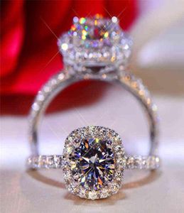 100 Moissanite Ringen 1CT 2CT 3CT Briljante Diamanten Halo Verlovingsringen Voor Vrouwen Meisjes Beloven Gift Sterling Zilveren Sieraden Y221973639