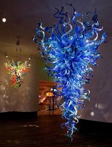Moderne lampen decoratie blauwe schaduw kroonluchters geleid grote hanglamp Europese handgeblazen glas kroonluchter verlichting
