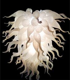 Lámparas 100% Soplado por la boca Borosilicato Murano Luces colgantes Arte Cristal blanco Lámpara de techo Araña de cristal