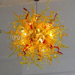 Lampen 100% mond geblazen borosilicaat murano glazen kroonluchters licht kunst decoratie gouden hanger plafondverlichting