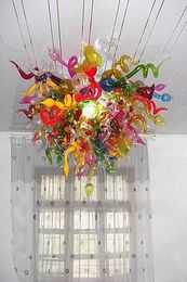 100% mondgeblazen lamp ce ul borosilicaat murano stijl glas dale chihuly kunst multi -kleuren glazen kroonluchter hanger