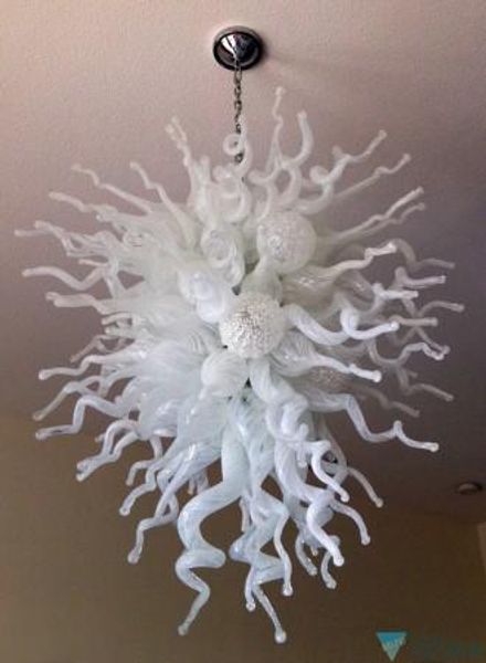 100% boca soplada CE UL Borosilicato Murano Glass Dale Chihuly Art Lighting Pure White Crystal Chandelier Raindrop