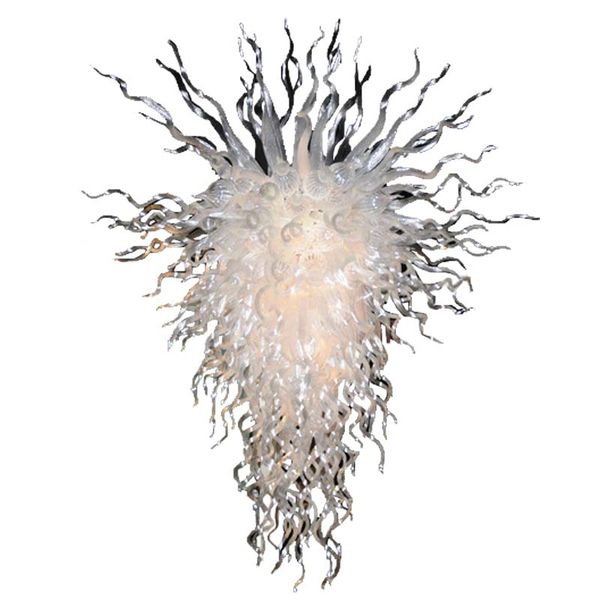 Lámparas colgantes sopladas con boca 100% CE UL Borosilicato Estilo Murano Vidrio Dale Chihuly Arte Colgante blanco de gran tamaño Araña de cristal turco