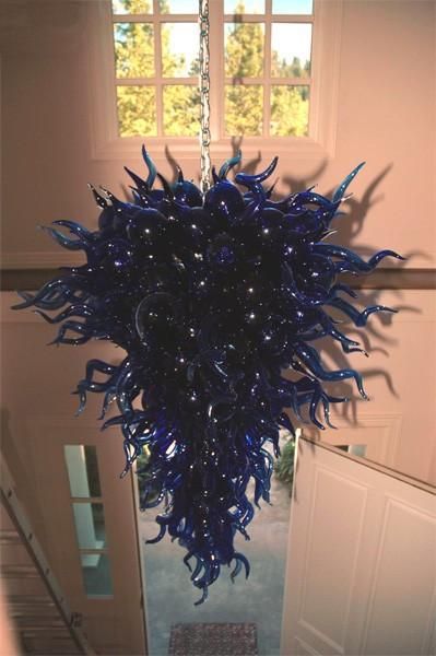 100% soufflé à la bouche CE UL Borosilicate verre de Murano Dale Chihuly Art bleu cobalt lustre verre Art éclairage