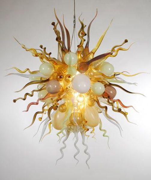 Candelabro de arte contemporáneo Candelabros de bola de cristal de Murano Lámpara colgante LED Arte Lámpara de eslabones de vidrio diseñada de calidad superior