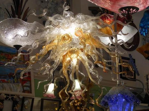 100% lampe soufflée à la bouche CE UL Borosilicate Murano Style verre Dale Chihuly Art spécial fabriqué en verre cristal lustre