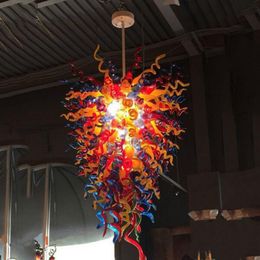 Lampen 100% Mondgeblazen Glazen Kroonluchter Verlichting Multi Color 48 "Hoge Kroonluchters Art Deco lamparas Amerikaanse Stijl Verlichting Home Decor Hanglamp