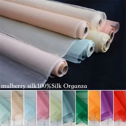 Organza 100% soie de mûrier, largeur 44 pouces, épaisseur 5mm, tissu en soie Pure de couleur unie pour mariage, bricolage, couture au mètre, 240124