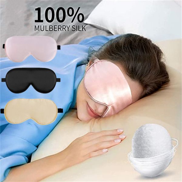 100% naturel 19 masque de sommeil en soie de mûrier bandeau avec sangle élastique nuit douce et confortable pour hommes femmes Eye Blinder pour voyage/dormir/travail posté HK0009 sxa9