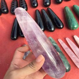 Baguette en cristal de quartz améthyste 100% naturelle, bâton de massage poli sculpté à la main, baguette yoni en pierre précieuse de guérison pour femmes 226Y